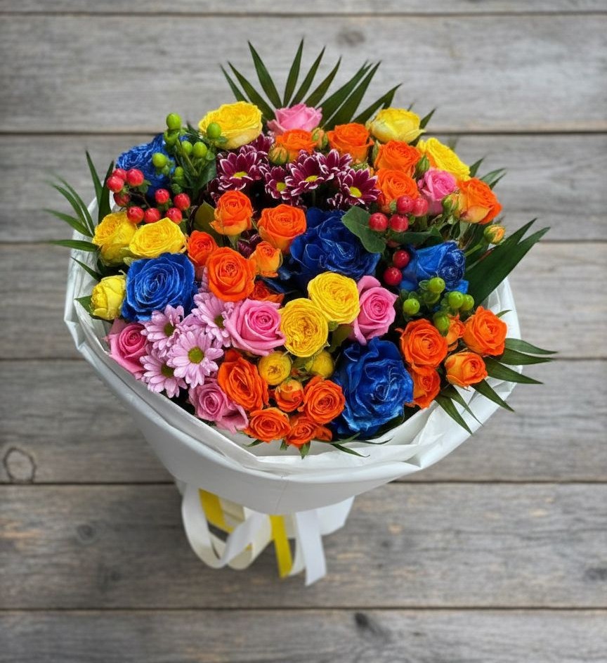 Букет цветов из: Розы и Хризантемы в Первомайском Республики Адыгея