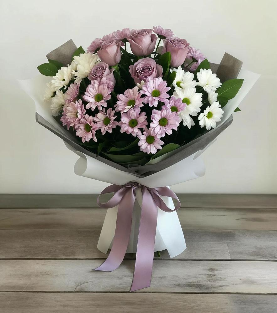 Букет цветов из: Хризантемы и Розы в Первомайском Республики Адыгея