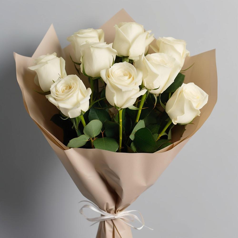 Букет 9 Белых роз Эдлесс Лав в Первомайском Республики Адыгея