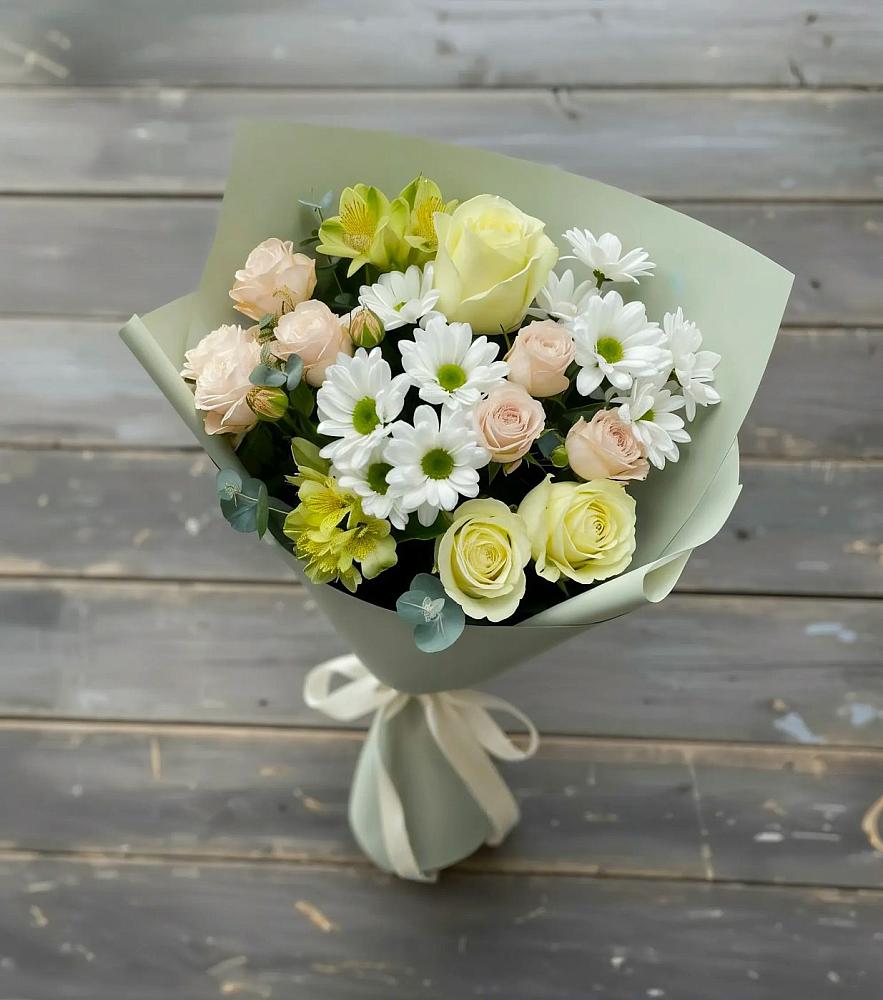 Букет цветов из: Альстромерии, Розы и Хризантемы в Первомайском Республики Адыгея