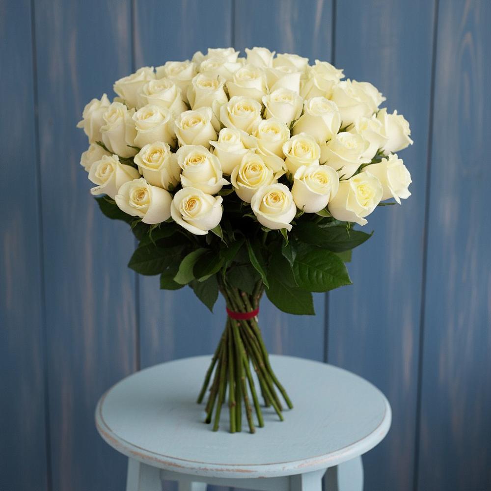 Букет 51 Белая роза Эдлесс Лав в Первомайском Республики Адыгея