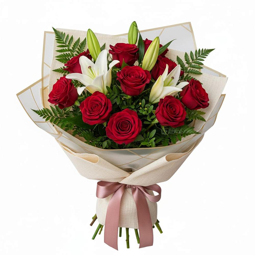 Букет цветов из: Лилии и Розы в Первомайском Республики Адыгея