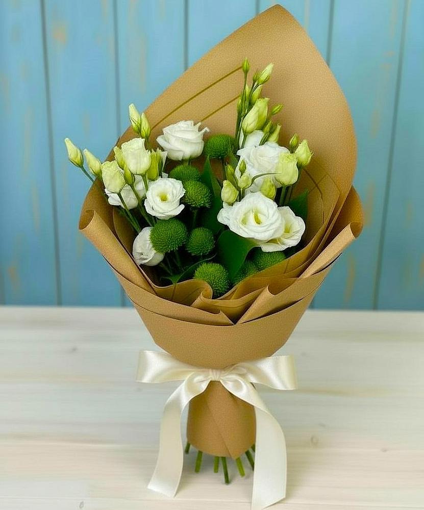 Букет цветов из: Хризантемы и Лизиантусы в Первомайском Республики Адыгея