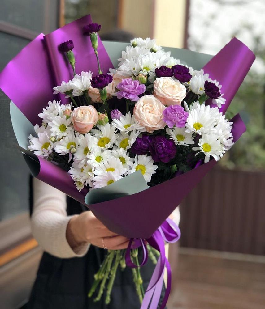 Букет цветов из: Хризантемы, Гвоздики и Розы в Первомайском Республики Адыгея