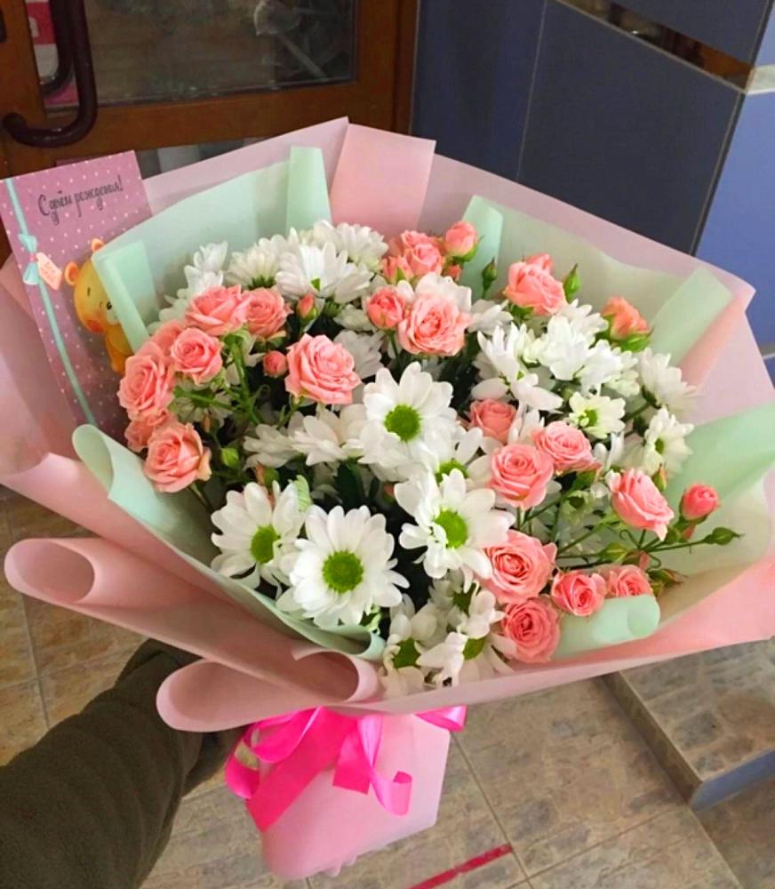 Букет цветов из: Розы и Хризантемы в Первомайском Республики Адыгея