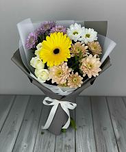 Букет цветов из:  Розы, Герберы и Хризантемы в Первомайском Республики Адыгея
