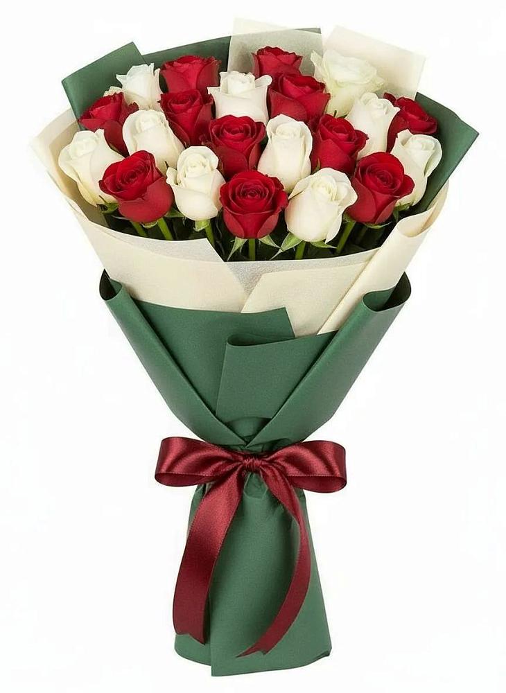 Букет Микс из красных и белых роз в Первомайском Республики Адыгея