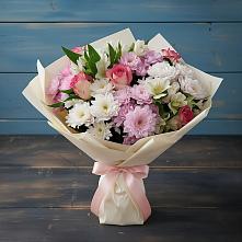 Букет цветов из:  Хризантемы, Альстромерии и Розы в Первомайском Республики Адыгея