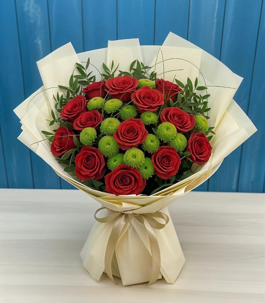 Букет цветов из: Розы и Хризантемы в Первомайском Республики Адыгея